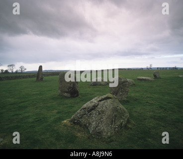 Long Meg and Her Daughters stone circle and standing stones North East of Penrith Cumbria Stock Photo