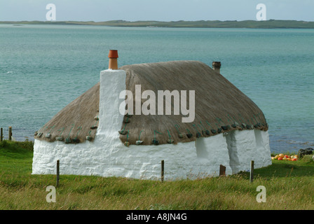 traditional crofting house isle of north uist western isles outer hebrides scotland Stock Photo