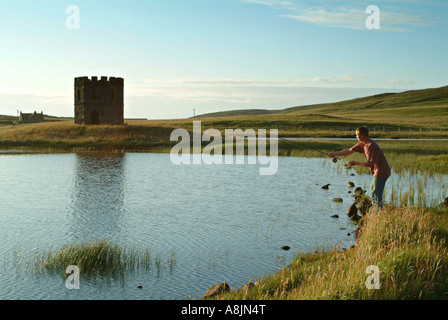 scolpaig tower fly fishing isle of north uist western isles outer hebrides scotland Stock Photo