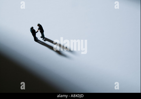 models of businessmen in group viewed from above Stock Photo