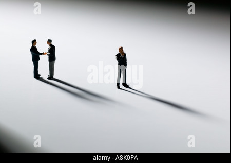 models of businessmen in group viewed from above Stock Photo