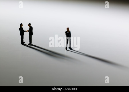 models of businessmen in group viewed from above Stock Photo