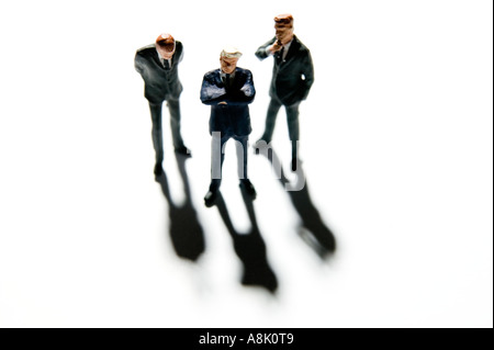 models of businessmen in group viewed from above Stock Photo