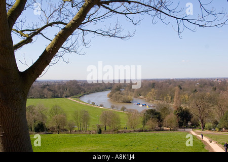 view of river thames from richmond hill, Surrey, UK Stock Photo