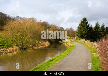 View along the Peak Forest Canal at  Marple near Stockport in Cheshire Stock Photo