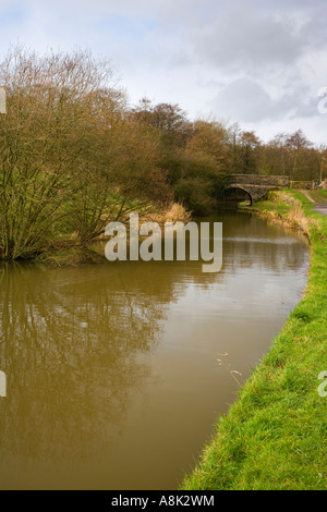 View along the Peak Forest Canal at Marple Ridge near Stockport in Cheshire Stock Photo