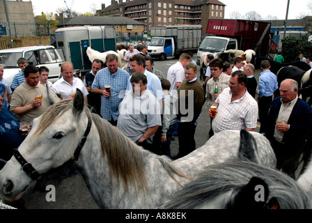 Horse dealers gathered outside Flanagan Arms pub in Wandsworth South ...