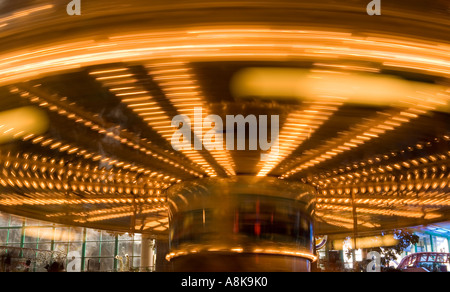 A spinning carousel ride at the Genting Highlands Indoor Theme Park, Malaysia Stock Photo