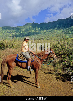 Horseback rider in Kauai Stock Photo