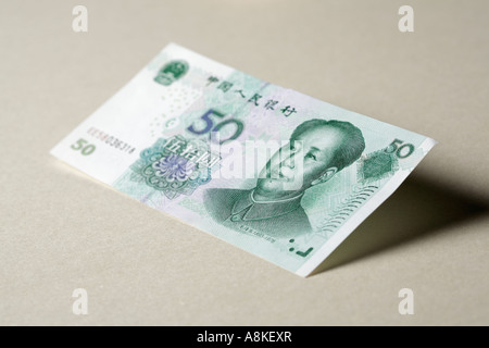 50 Yuan bank note chinese currency paper money Stock Photo