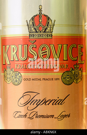 Czech beer can, beer from Krusevice, Bohemia, Czech Republic Stock Photo