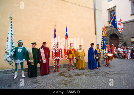 Procession and display before the annual Palio dell'Occa horse race Orvieto Umbria Italy. JMH2909 Stock Photo