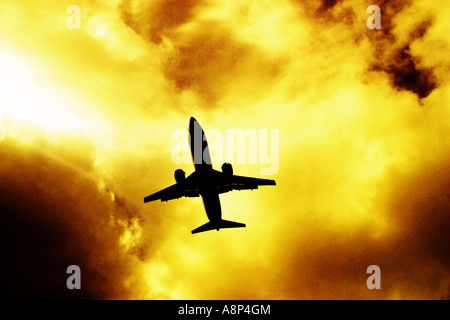 Flying airplane Stock Photo