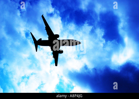 Flying airplane Stock Photo