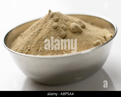 soft brown sugar in stainless steel bowl Stock Photo