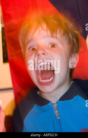 Six year old boy screaming. St Paul Minnesota USA Stock Photo