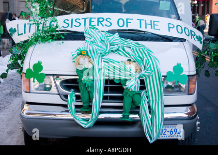 St Patrick's Day parade Little Sisters of the Poor motor float. St Paul Minnesota USA Stock Photo