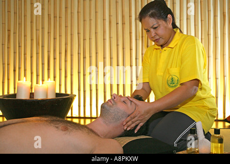 Man receiving thaimassage Stock Photo