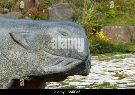 Rock Carvings Qaqortoq Greenland Stock Photo