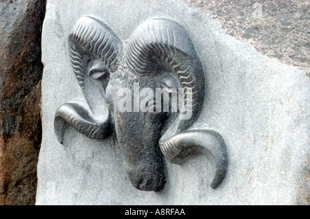 Rock Carvings Qaqortoq Greenland Stock Photo