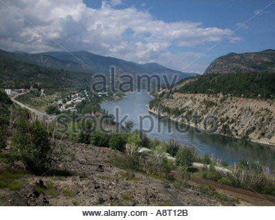 Columbia River Valley near Castlegar and Genelle BC Stock Photo