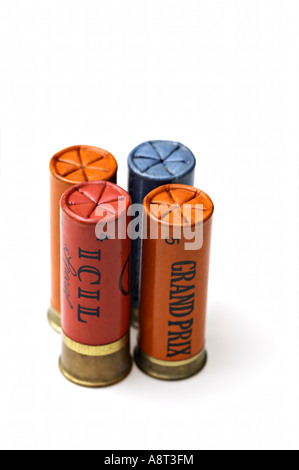 12 Gauge 2 70mm Paper Hull and Fibre Wad Shotgun Cartridges Stock Photo