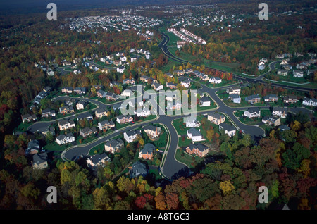 Aerial view of housing cul de sacs in Northern Virginia Stock Photo