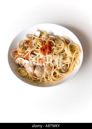 Spaghetti pasta with vongole clam and muscles , traditional fron naples , campania , south of italy Stock Photo