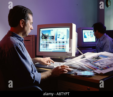 Man using computer-aided design system. Stock Photo