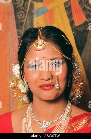 Close-up of Traditional Indian bride. Stock Photo