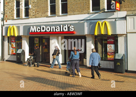 Chelmsford High Street McDonalds fast food outlet Stock Photo