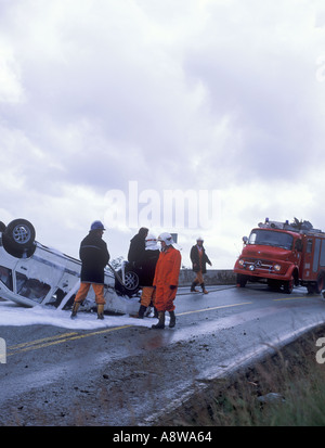 Automobile Accident, Sotra Island (Near Bergen), Norway Stock Photo