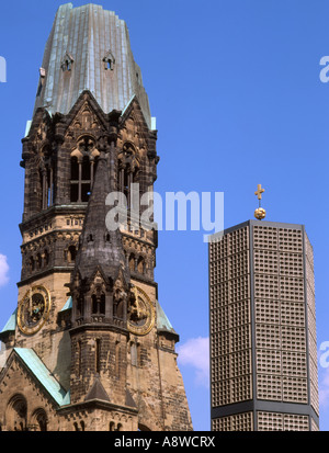 Germany. Berlin. Kaiser Wilhelm memorial church, old & new Stock Photo