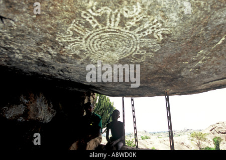 Cave painting, Uganda Stock Photo