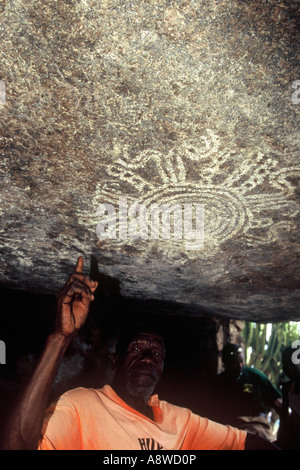 Cave paintings, Uganda Stock Photo
