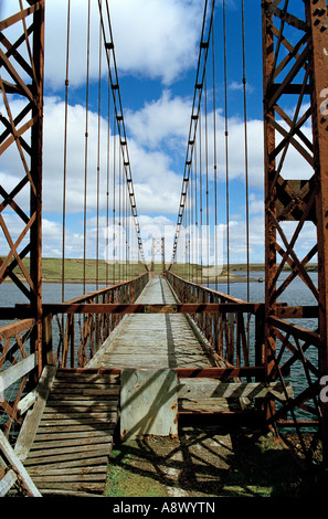 Bodie Creek Suspension Bridge, East Falkland, Falkland Islands Stock Photo