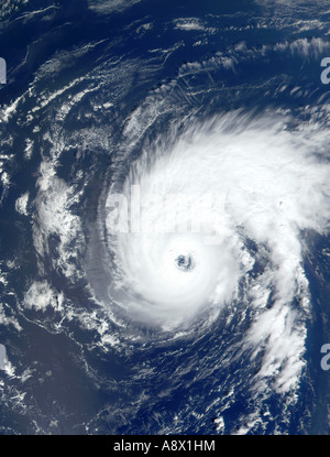 Hurricane Erin east of Bermuda Islands viewed from space Stock Photo