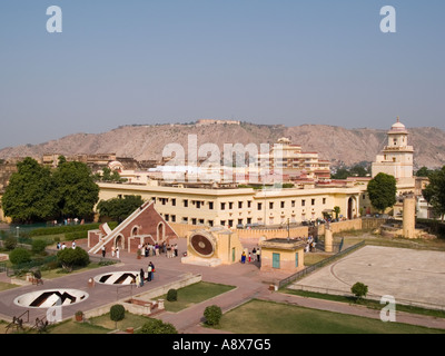 Jantar Mantar Observatory and City Palace beyond. Jaipur Rajasthan India Asia.. Stock Photo