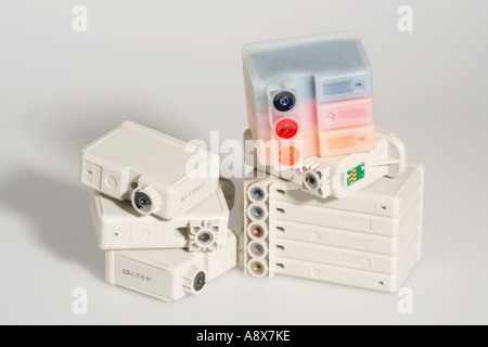 Empty printer ink cartridges Stock Photo