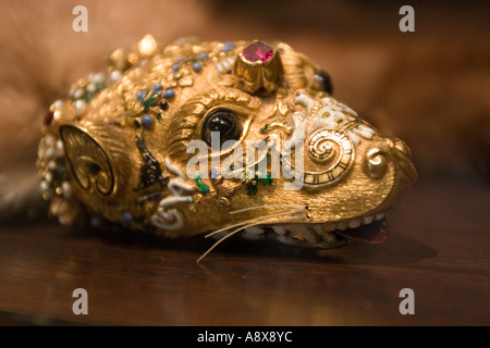 Head of jewel encrusted marten in Renaissance believed to protect women in childbirth Walters Art Gallery Baltimore Maryland Stock Photo