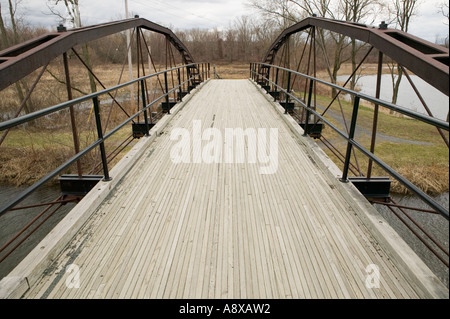 Squire Whipple iron truss bridge over Erie Canal Vischers Ferry New York near Schenectady and Albany Stock Photo