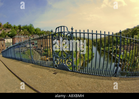 iron bridge village alongside in the valley of the river severn shropshire midlands england uk Stock Photo