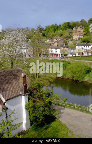 iron bridge village alongside in the valley of the river severn shropshire midlands england uk Stock Photo