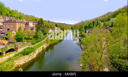 iron bridge village alongside in the valley of the river severn shropshire midlands england uk Stock Photo