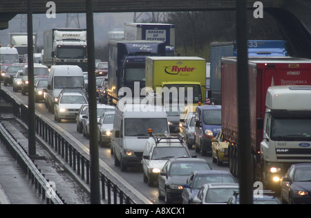 motorway m1 traffic england jam alamy heavy bedfordshire through junction