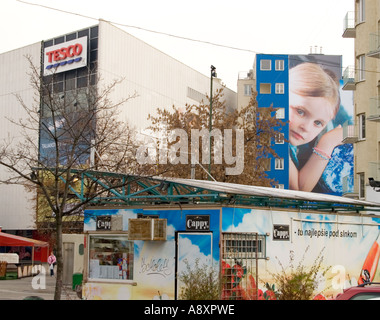 Tesco store and flats Spitalska Bratislava Slovakia Stock Photo