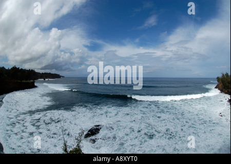 Surfing at Lighthouse Kohala Hawaii Stock Photo