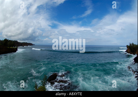 Surfing at Lighthouse Kohala Hawaii Stock Photo