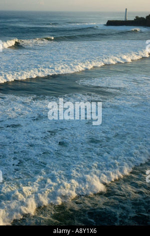 Surfing at Lighthouse Kohala Hawaii Stock Photo