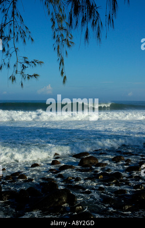 Surfing at Lighthouse Kohala Hawaii Stock Photo